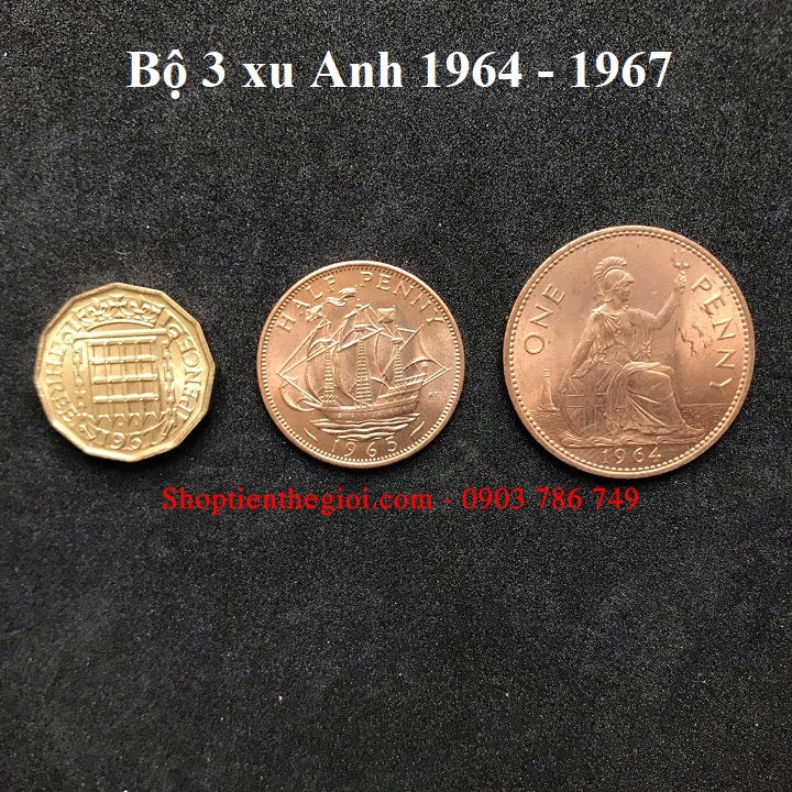 Bộ 3 xu Anh 1964-1967  -  SP005174